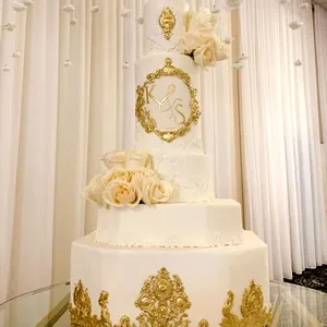 SAMADI SWEETS GOLD AND WHITE CAKE 1